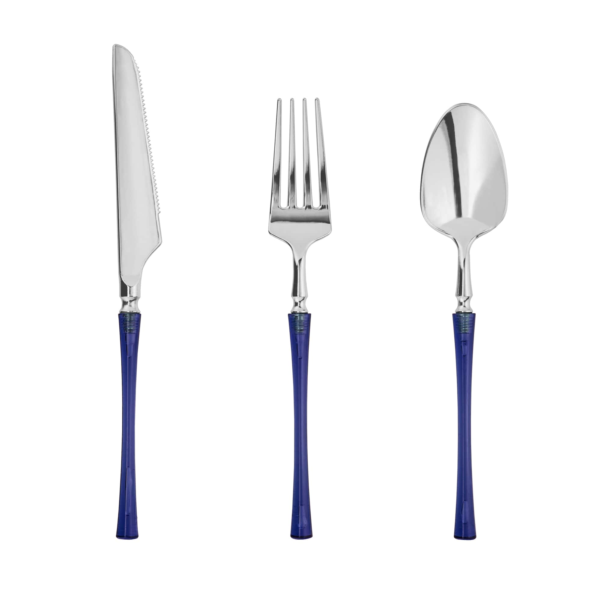 Modern Coast Blue Two-Tone Plastic Cutlery Set by Celebrate It™